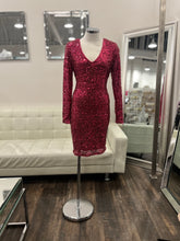 Load image into Gallery viewer, Joelle L/S Sequin Dress - Fuchia
