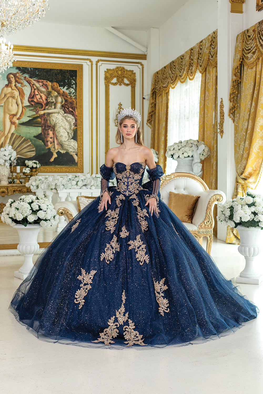 Dancing Queen 5051 Long Quinceanera Dress Navy / Medium Dancing Queen 5051 Long Quinceanera Dress Navy / Medium