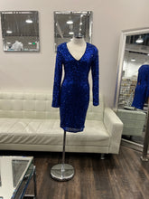 Load image into Gallery viewer, Joelle L/S Sequin Dress - Royal
