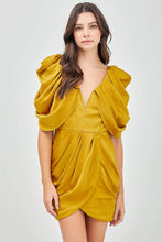 Load image into Gallery viewer, Francesca Draped Slv Dress - Mustard
