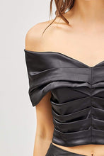 Load image into Gallery viewer, Tyra Satin Pleated Top - Black
