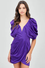 Load image into Gallery viewer, Francesca Draped Slv Dress - Purple
