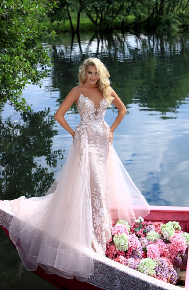open lace back dress Tarik Ediz 53040 main image 1