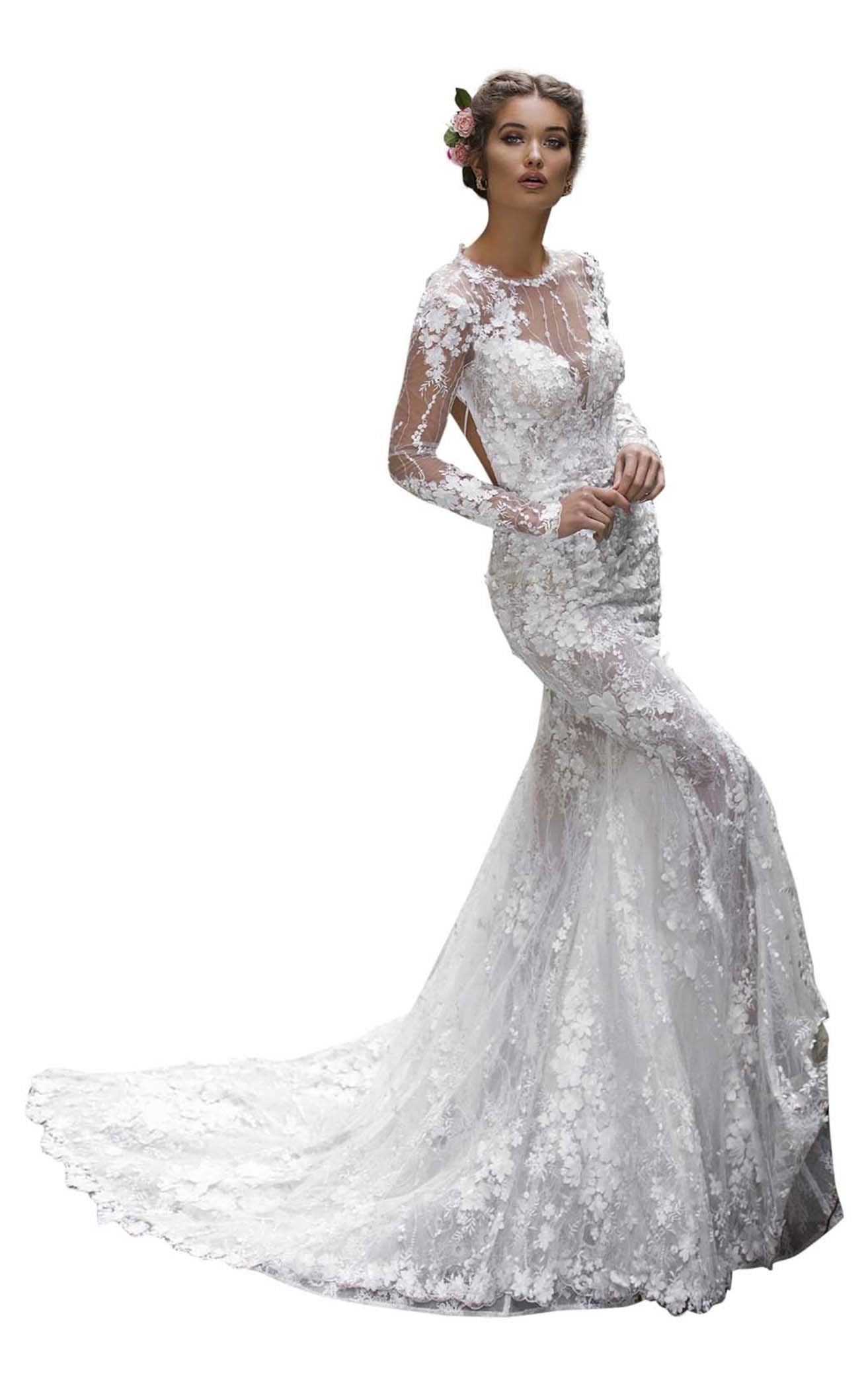 tarik ediz long sleeve dress Tarik Ediz 50409 Prom Dress - Ivory