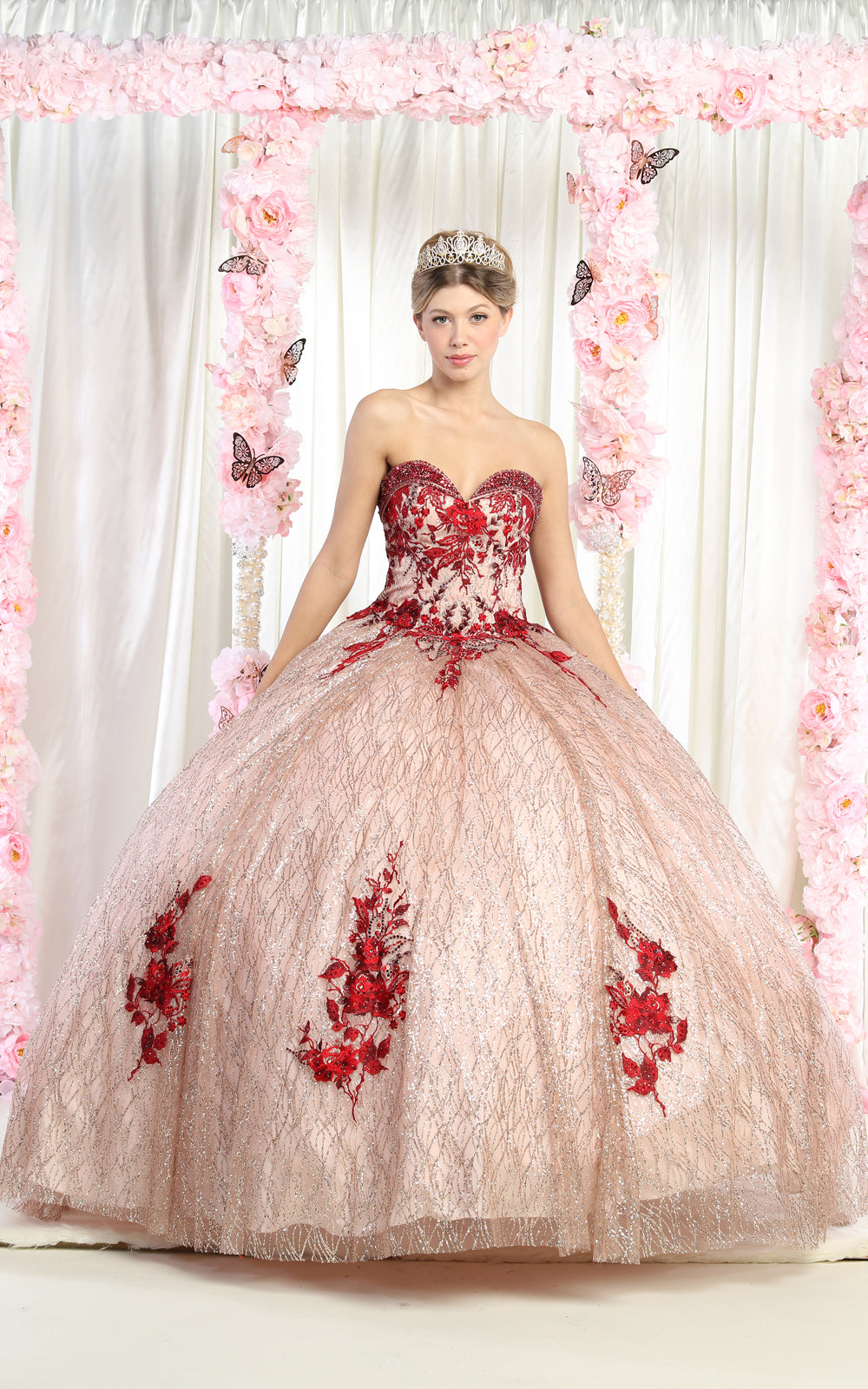 Rose Gold Red And Gold 15 Dresses Red Quinceanera Dresses Ball
