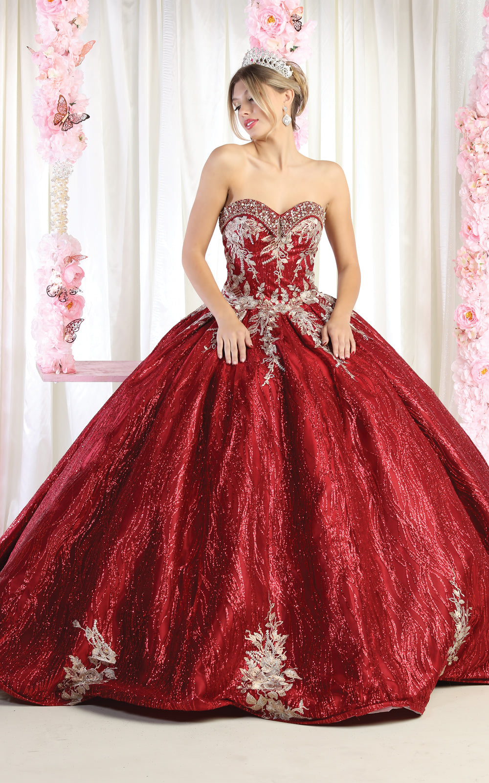 slim fit dress slacks Mayqueen Quinceañera Dress LK179 Burgundy/Gold / 16