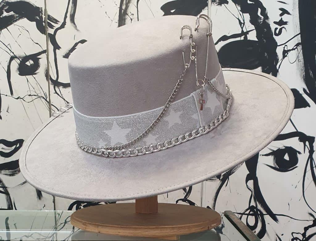 Grey Decorated Fashion Hat