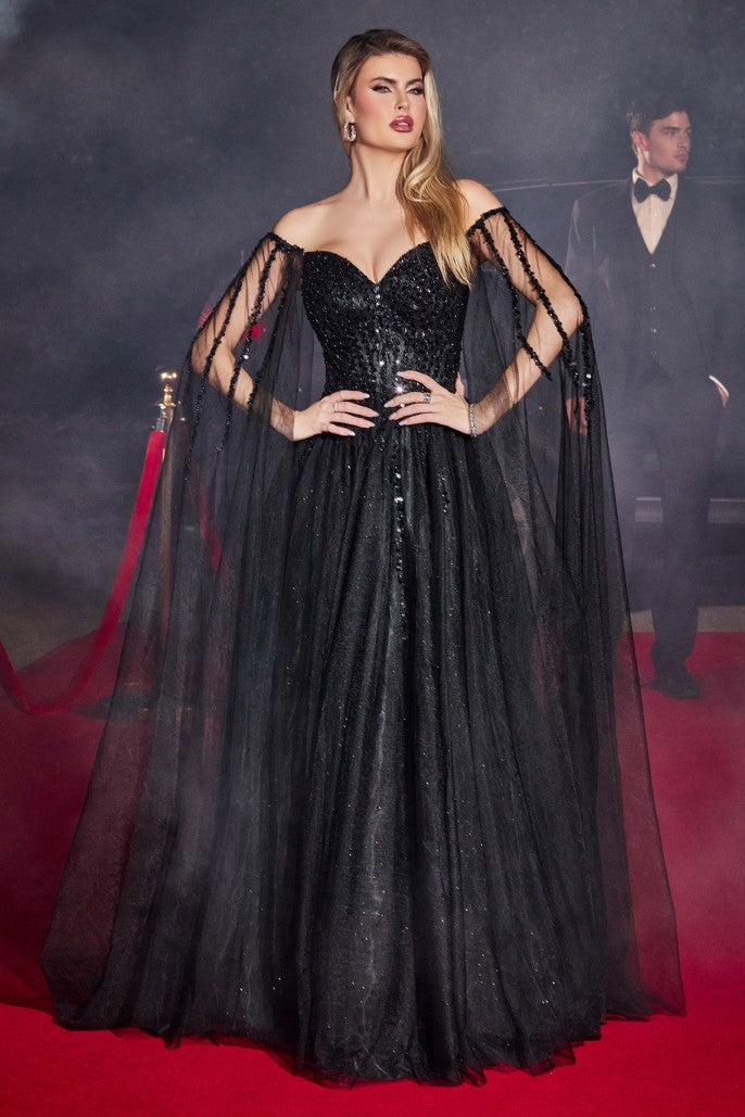 cinderella dress black Cinderella Couture 8120J Long Quinceanera Beaded Applique Ball Gown