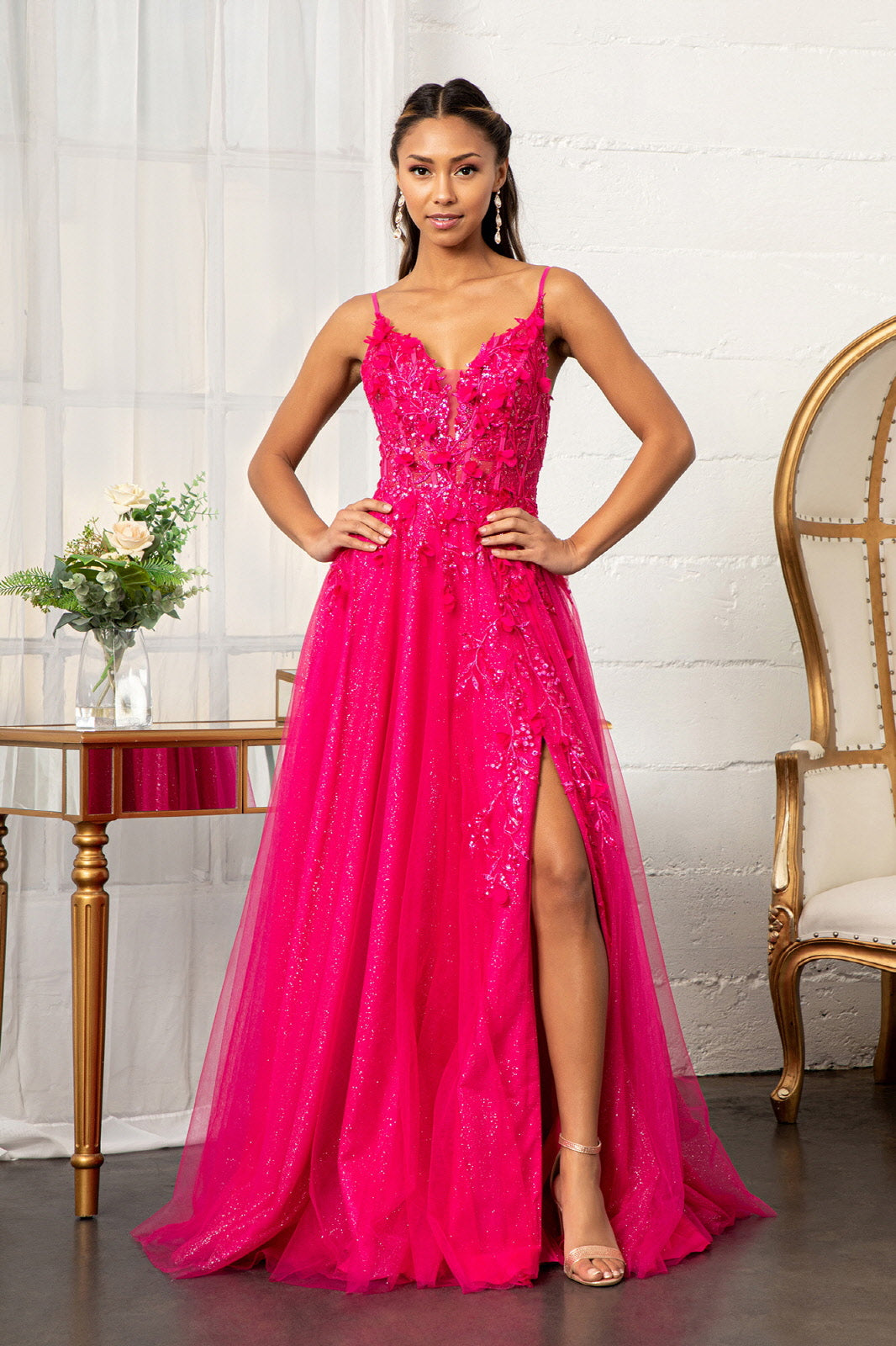 open lace back dress Feather on Shoulder Sequin Embellishment Mermaid Prom Gown GL3129  Sparkly  Gowns