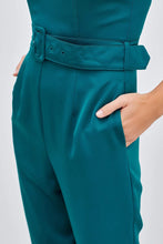 Load image into Gallery viewer, Luna Satin Belted Jumpsuit - Teal
