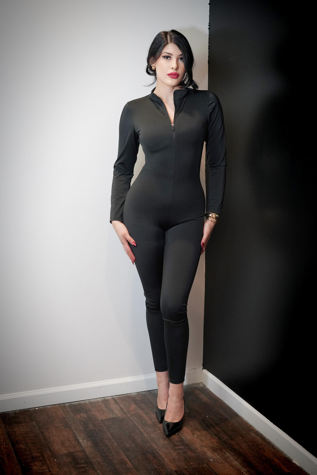 NV|ME L/S Shape Wear Effect Jumpsuit