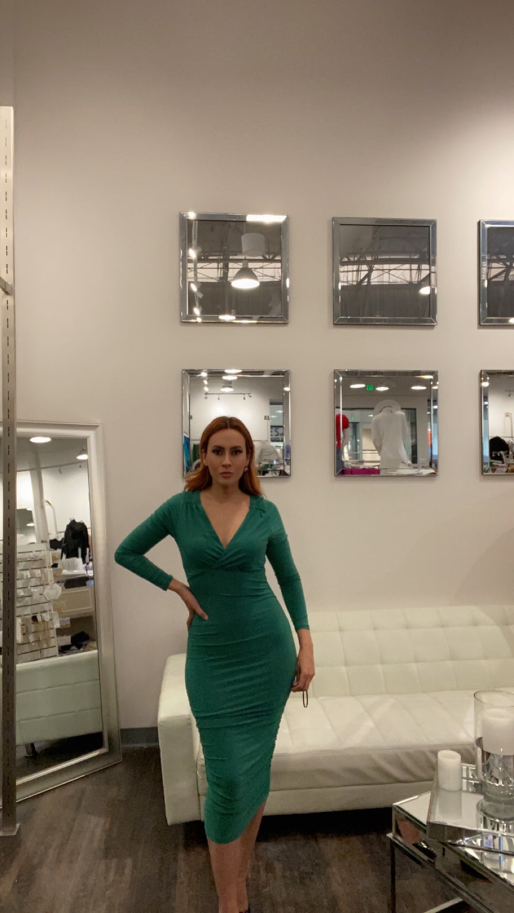 Maryan L/S Knit Midi Dress - Emerald
