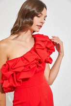 Load image into Gallery viewer, Madonna Ruffle Jumpsuit - Red
