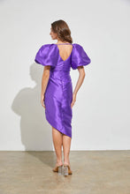 Load image into Gallery viewer, Marilyn Puff Slv Wrap Dress -Purple
