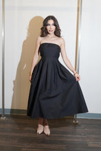 Load image into Gallery viewer, Victoria Tube A Line Midi Dress Pink/Black
