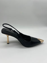 Load image into Gallery viewer, Thalessa Pointy Heel Gold Detail- Black
