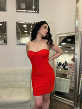 Load image into Gallery viewer, Gabby Strapless Bandage Dress- Red
