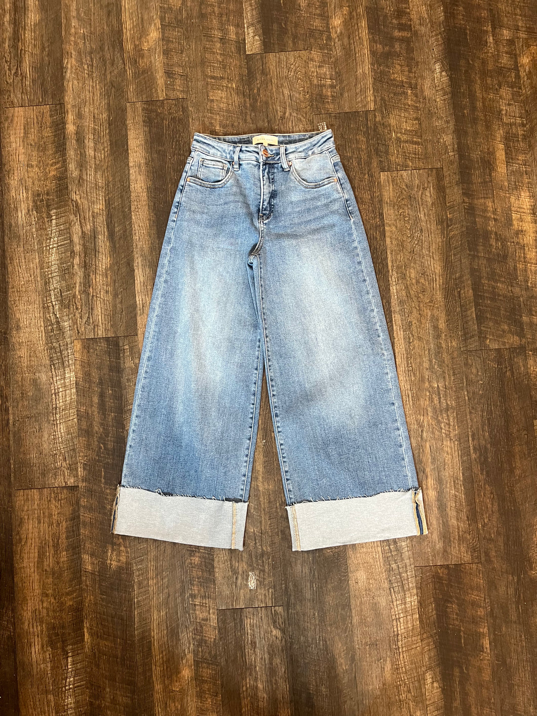 Risen TC High Rise Crop Cuffed Jeans - Light Blue