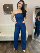 Load image into Gallery viewer, Denim Wide Leg Jumpsuit- Dark Denim
