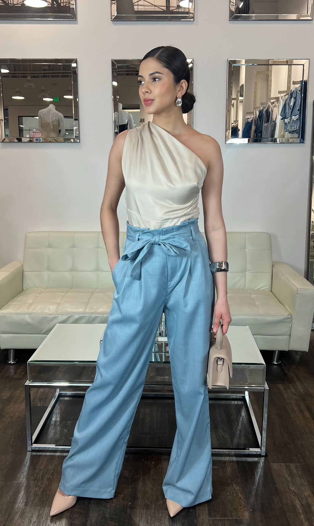 Haven Belted Wide Pants- Blue