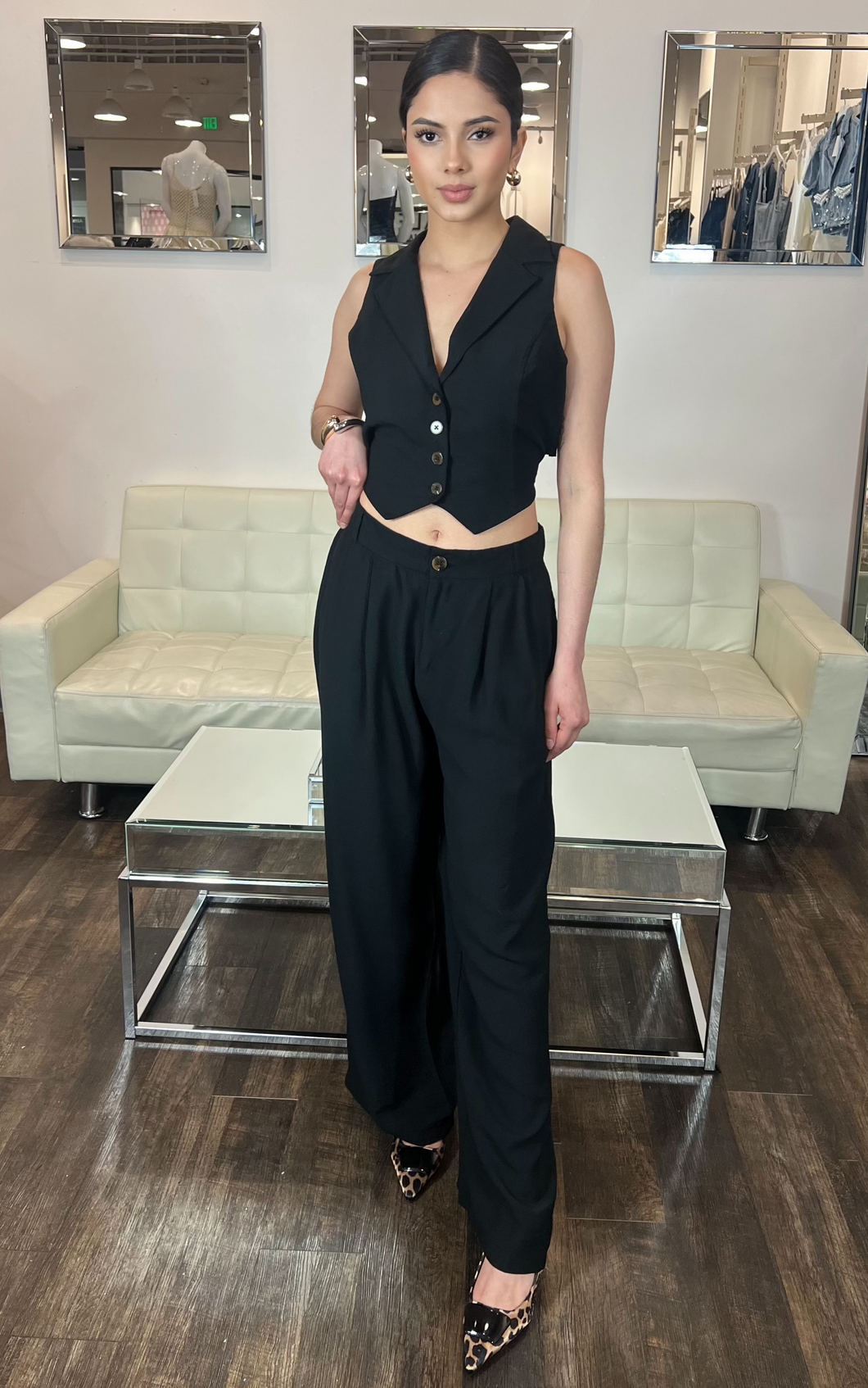 Tatiana Woven Wide Leg Pants - Black