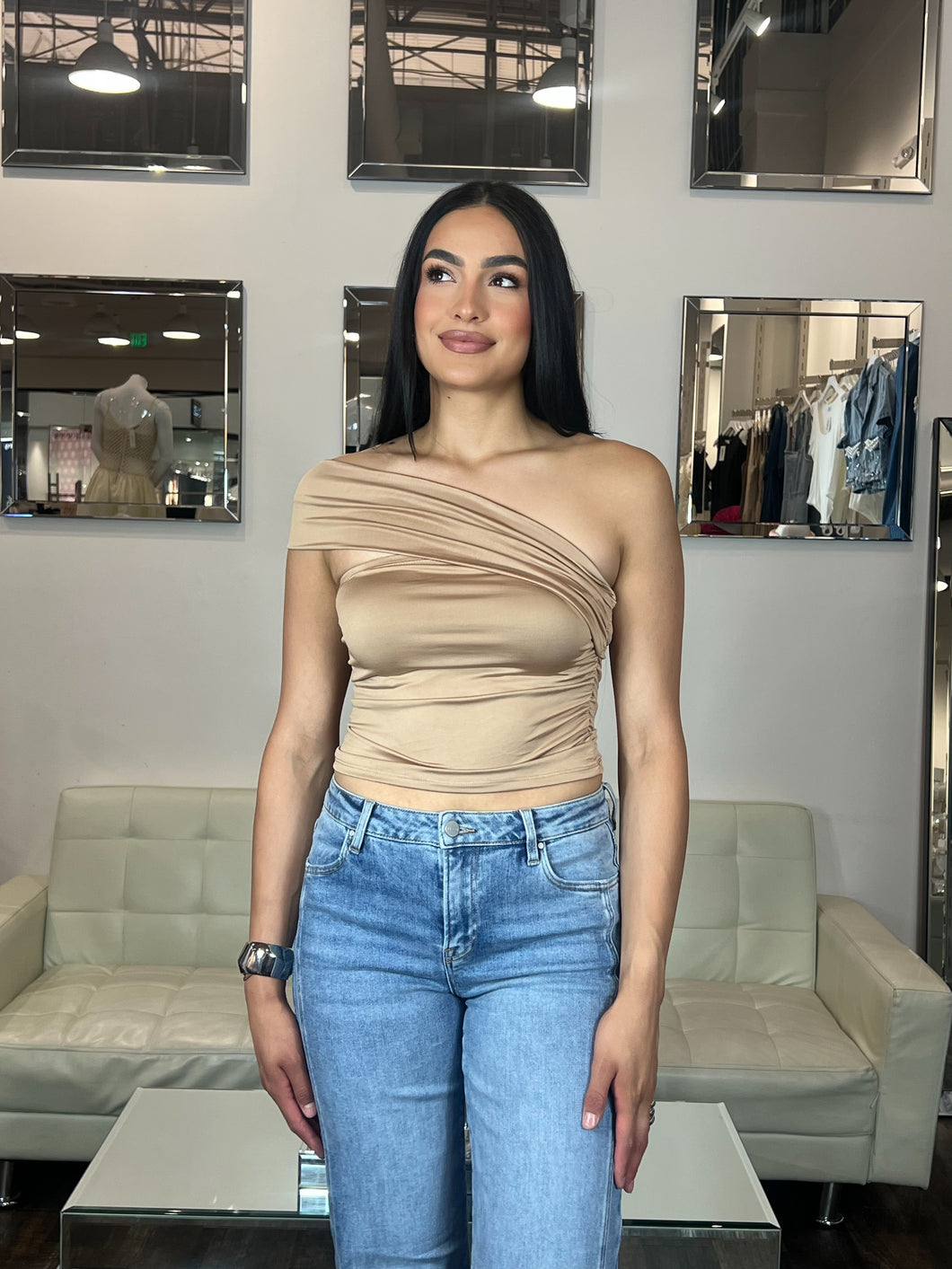 Galia One Sldr Top- Taupe