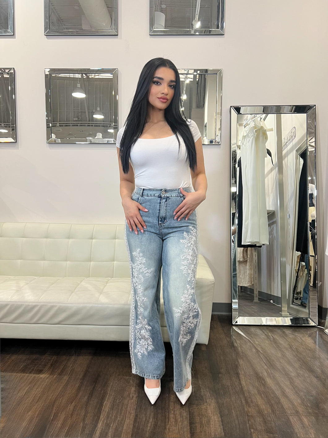 Ximena Stretch Lace Detail Jeans