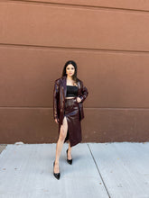Load image into Gallery viewer, Jessica Patent Pencil Skirt Burgundy

