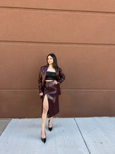 Load image into Gallery viewer, Jessica Patent Pencil Skirt Burgundy
