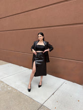 Load image into Gallery viewer, Jessica Patent Pencil Skirt Chocolate
