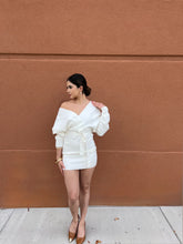 Load image into Gallery viewer, Zoe L/S Wraps Sweater Dress Cream
