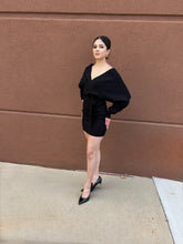 Load image into Gallery viewer, Zoe L/S Wrap Sweater Dress Black
