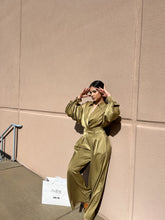 Load image into Gallery viewer, Galilea Satin Puff Slv Jumpsuit Olive
