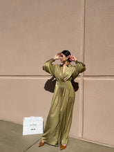 Load image into Gallery viewer, Galilea Satin Puff Slv Jumpsuit Olive
