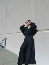 Load image into Gallery viewer, Galilea Satin Puff Slv Jumpsuit Black
