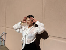 Load image into Gallery viewer, Karen Sheer Pearl Blouse White
