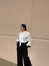 Load image into Gallery viewer, Karen Sheer Pearl Blouse White
