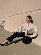 Load image into Gallery viewer, Karen Sheer Pearl Blouse Beige

