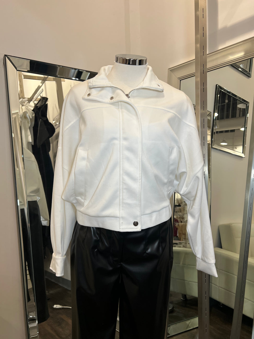 Zaira High Neck Jacket - O. White