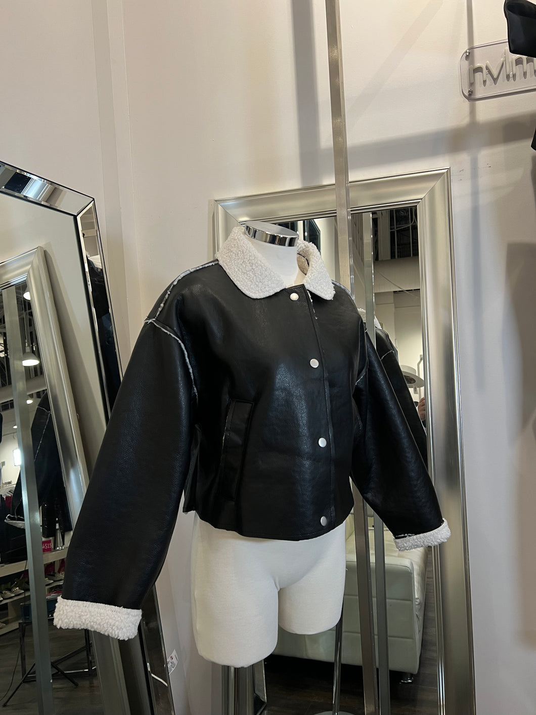 Roberta Faux Leather Jacket - Black