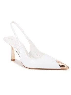 Thalessa Pointy Heel Gold Detail- white