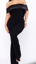 Load image into Gallery viewer, Amber O/S Satin Bow Jumpsuit- Black
