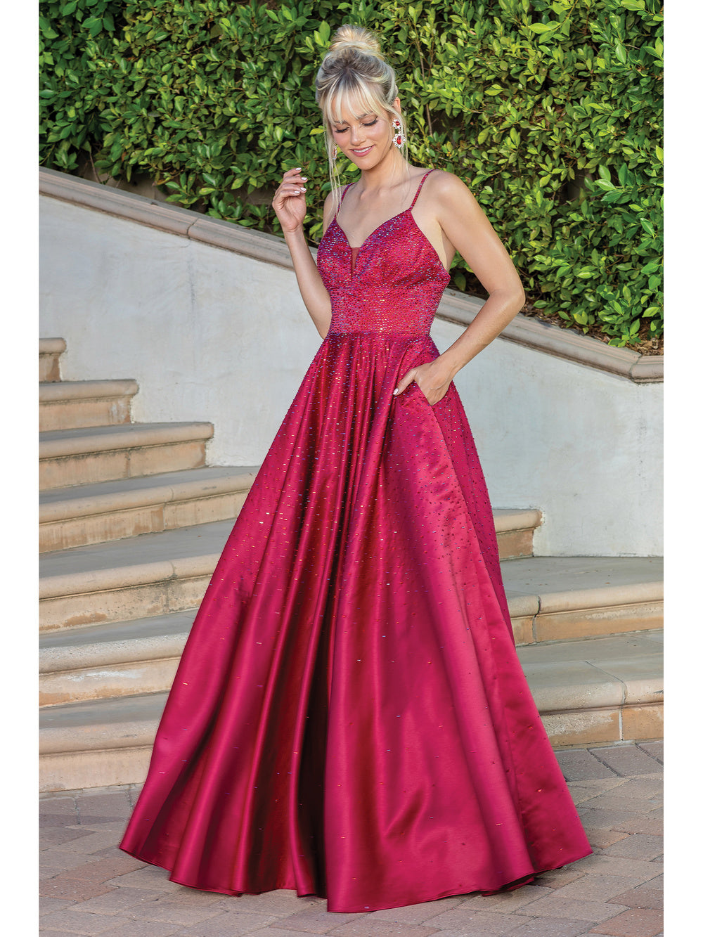 fitted lace wedding dress Dancing Queen 4256 Burgundy / 2XL