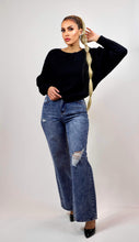 Load image into Gallery viewer, Black Round Neck Dolman Sweater

