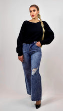 Load image into Gallery viewer, Black Round Neck Dolman Sweater
