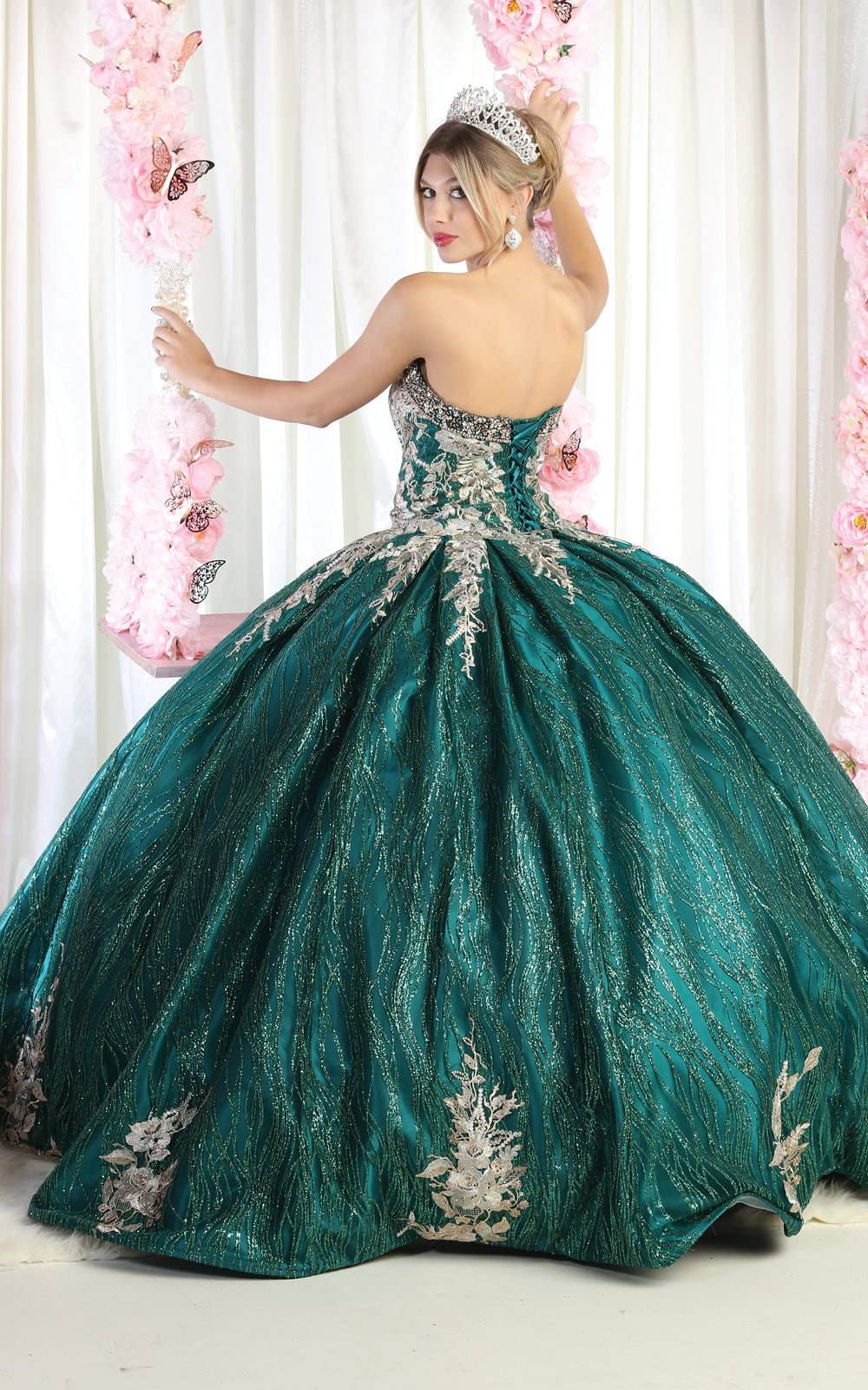 Mayqueen Quinceañera Dress LK179 Hunter Green/Gold / 6