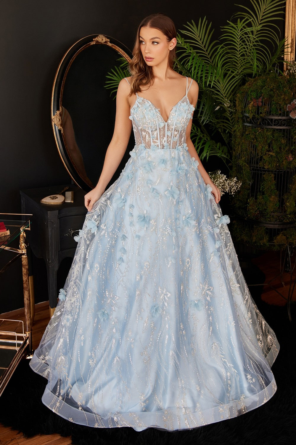 cinderella evening dress LaDivine C155 Prom Dress - Smoky-Blue