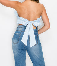 Load image into Gallery viewer, Light Blue Ruffled Crop Top
