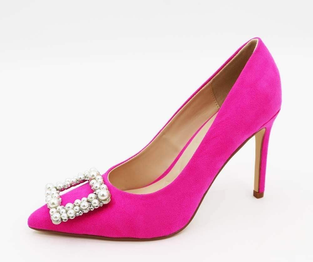 Aimee Pointy Toe Heels W/ Pearls - H- Pink