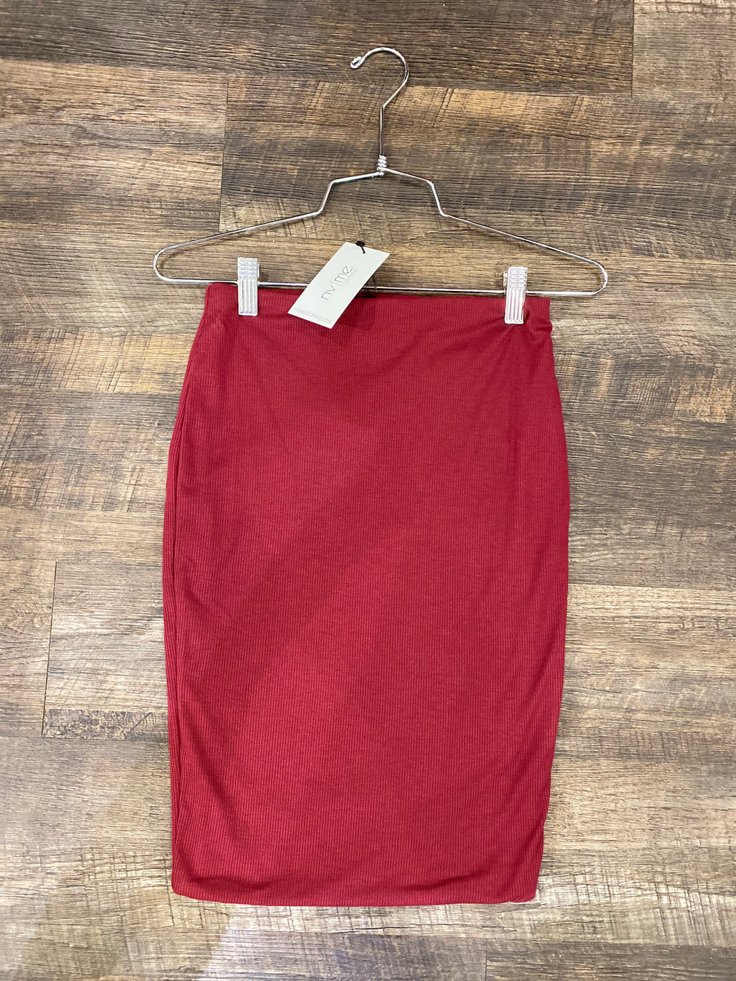 Burgundy Knit Midi Skirt